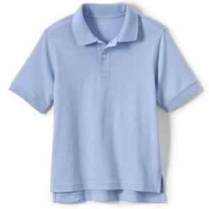 NWT LANDS' END SCHOOL UNIFORM KIDS SHORT‎ SLEEVE INTERLOCK POLO SHIRT BLUE